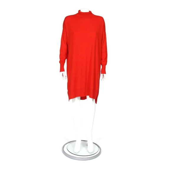 DEMYLEE 100% Cashmere Red Turtleneck Kickback Sweater Dress size XS /174 - Picture 2 of 6